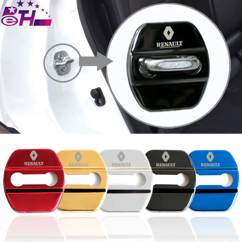 

4pcs Car-Styling Door lock Cover Car Emblem Fit For Renault Koleos KADJAR Accessories Stainless Steel Car Styling