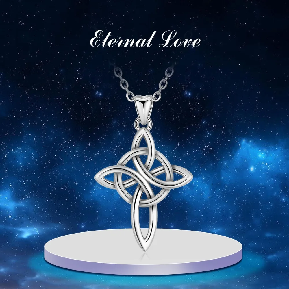 Tanie EUDORA 925 Sterling srebrny irlandzki czworokątny Celtics Knot wisiorek naszyjnik dla kobiet mama Fine Jewelry dla Dropshipping CYD302