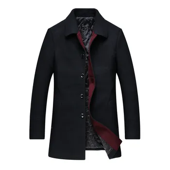 

Winter Men's Turn-down Collar Wool Coat Single Breasted Warm Business Casual Comfortable Clothing Large Male Size 6xl 7xl 8xl