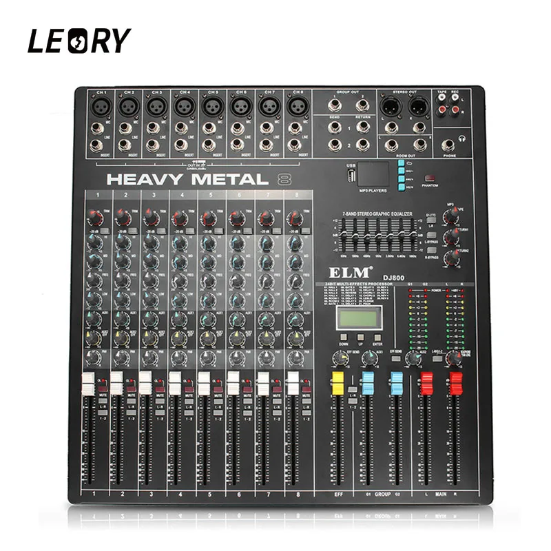 

LEORY Professional Audio DJ Mixing Console 8 Channels WIth USB DSP Digital Effects Processors For DJ Audio Karaoke Sound Mixer