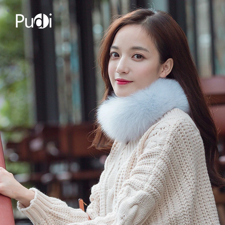 

SCM048Women's real fox fur scarf winter new genuine fox fur scarves wraps solid fashion blue fox fur Ring