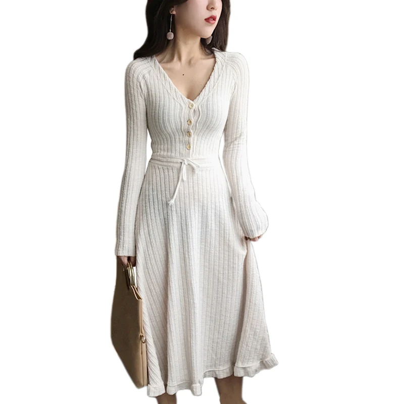 XSJPZH Spring Knit Dress 2018 New Women Temperament Autumn Sweater