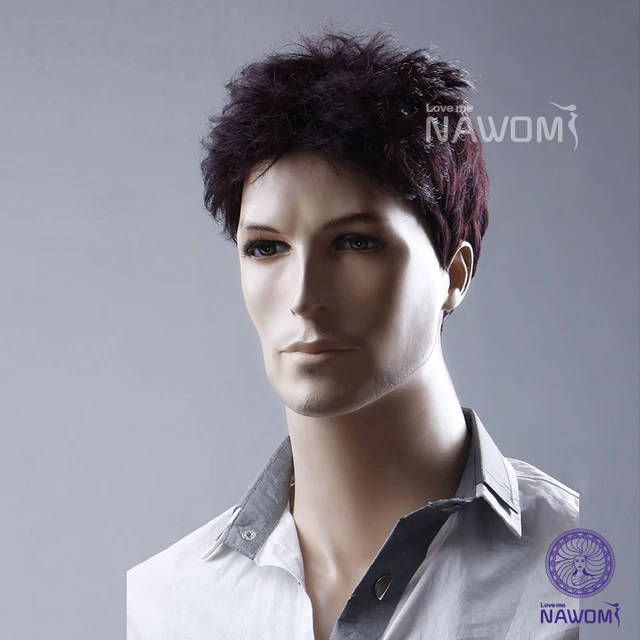 Free shipping!Fashion human synthetic wig men short curly business man