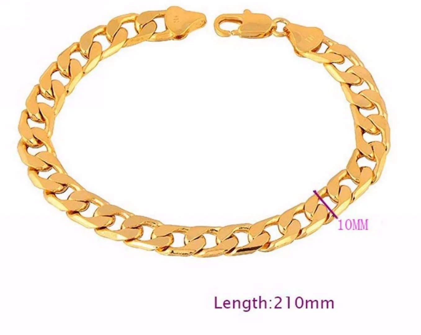 Fashion Link Chain Bangle Bracelet Men Punk Hip Hop Stainless Steel Gold Silver Plated Bracelet Chains Femme Jewelry Shellhard