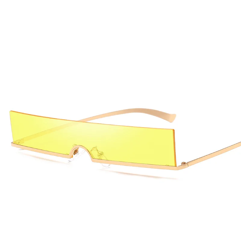 Уникальные маленькие прямоугольные солнцезащитные очки для женщин трендовые продукты Дамская мода безрамные солнцезащитные очки винтажные oculos feminino - Цвет линз: gold-yellow