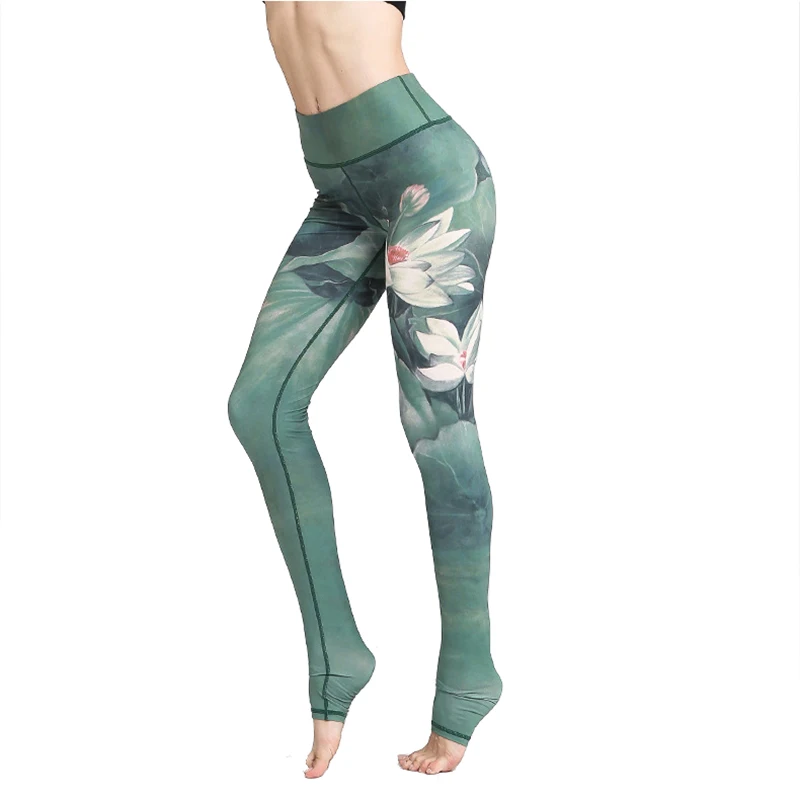 Womens Yoga Pants Hessimy Printed Compression Yoga Pants Power Stretch Workout Leggings with High Waist Tummy Control