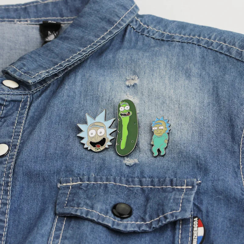 

Rick And Morty Pin Pickle Rick Enamel Pin Brooches Badges Enamel Pin Accessories Men Women Brooch Clothes Lapel Pin 2019 New