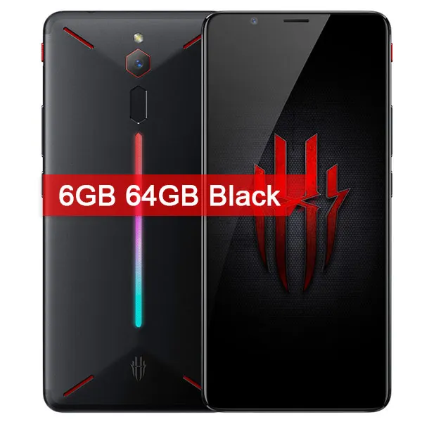 zte Nubia красный магический игровой мобильный телефон " Octa Core 6/8 GB/64 Гб 128 ГБ Полный Экран отпечатков пальцев Android 8,1 4G LTE смартфон - Цвет: 6GB 64GB Black