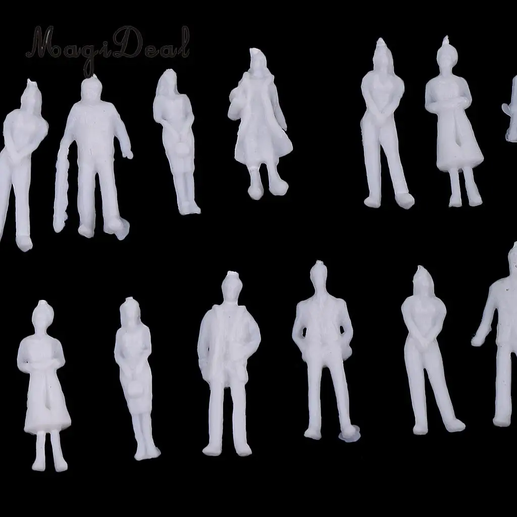 20Pcs 1/100 HO Scale Unpainted Model People Miniature Figures Architectural Model Human Plastic Scene Simulation for Diorama