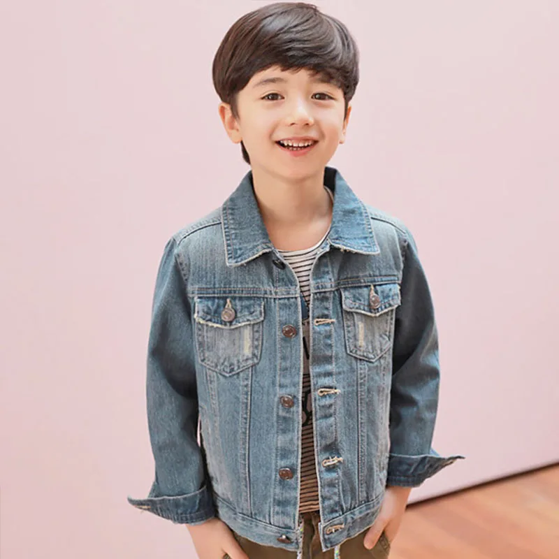

2017 long sleeve pockets children's spring autumn child denim jacket coat for boys kids girls denim jackets children outerwear
