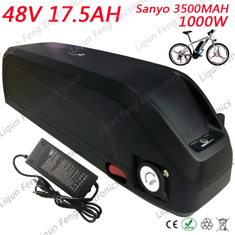Cheap US EU No Tax Hailong Battery with USB Sanyo GA cell 48V 18AH Electric Bike battery for Bafang 1000W BBSHD Motor kit 48V 18AH 0