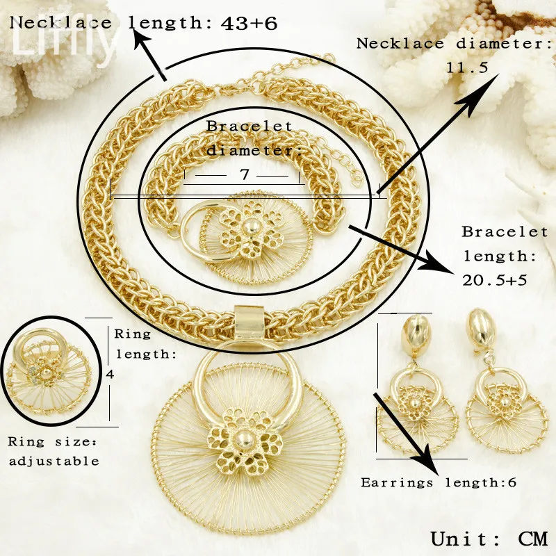 Африканские массивные Ювелирные наборы для женщин, ожерелье, Дубай, золотые ювелирные наборы, ожерелье, серьги, костюм, массивное украшение