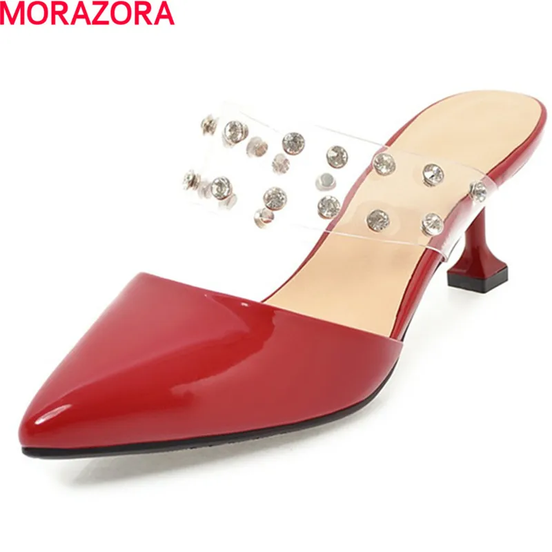 

MORAZORA big size 34-43 summer rhinestone fashion pumps hot sale party women high heel shoes pointed toe wedding shoes