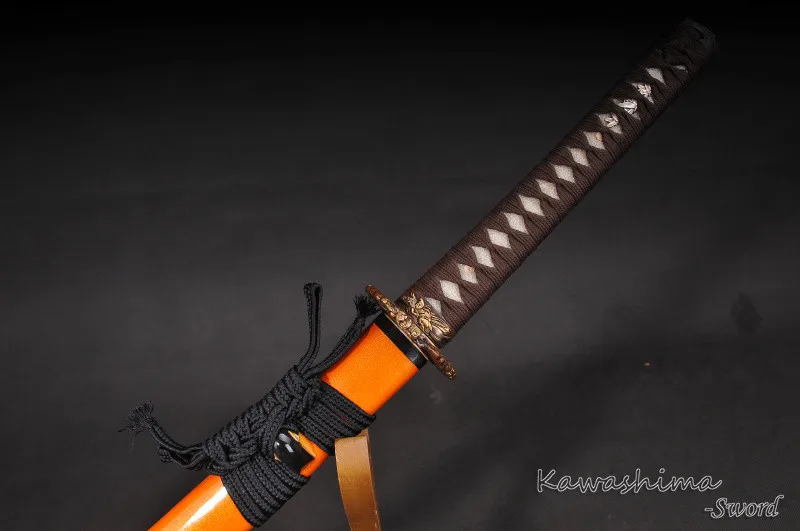 Дамасский самурайский меч ручной работы настоящая Катана тепло закаленное медь Цуба Полный Тан резкость Ready-104cm длина
