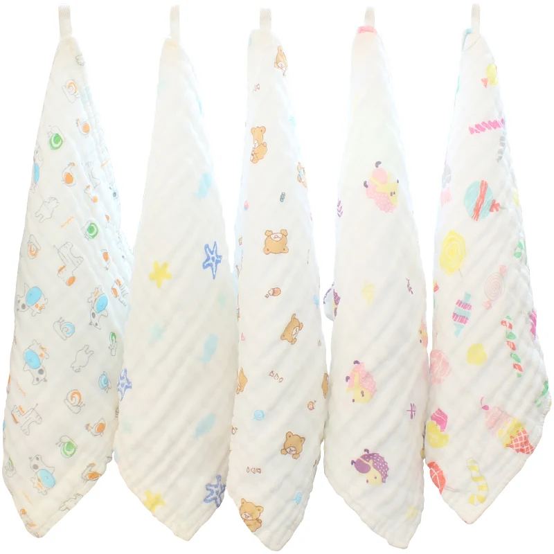  6 Layers Baby Towel Set For Newborns 25x25cm Pure Cotton Baby Bath Towel Children Handkerchief Cart