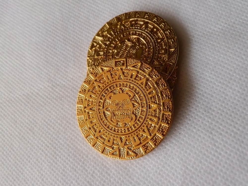 Игрушка Aztec Золотое сокровище Пиратская монета Золотой плакированный кулон|pendant
