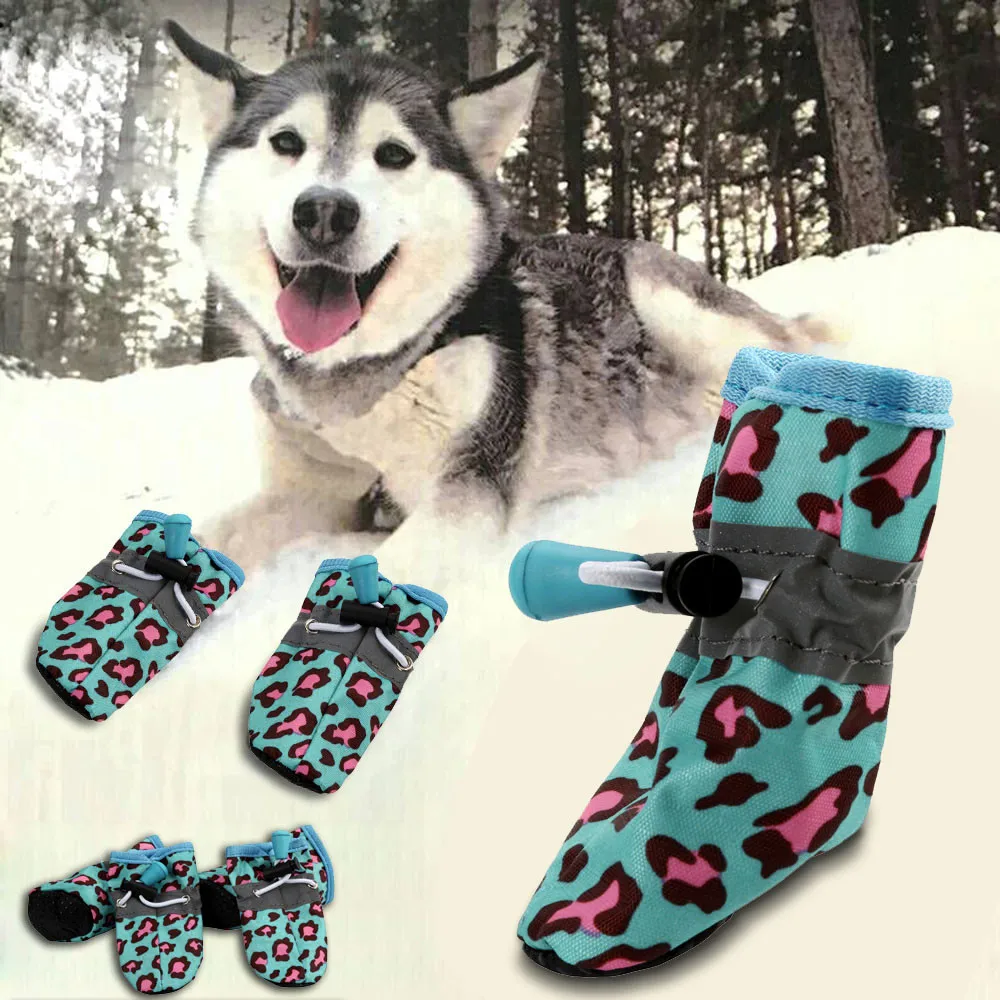 Waterproof Pet Dog Rain Shoes Boots Socks Puppy Anti slip Leopard Boot