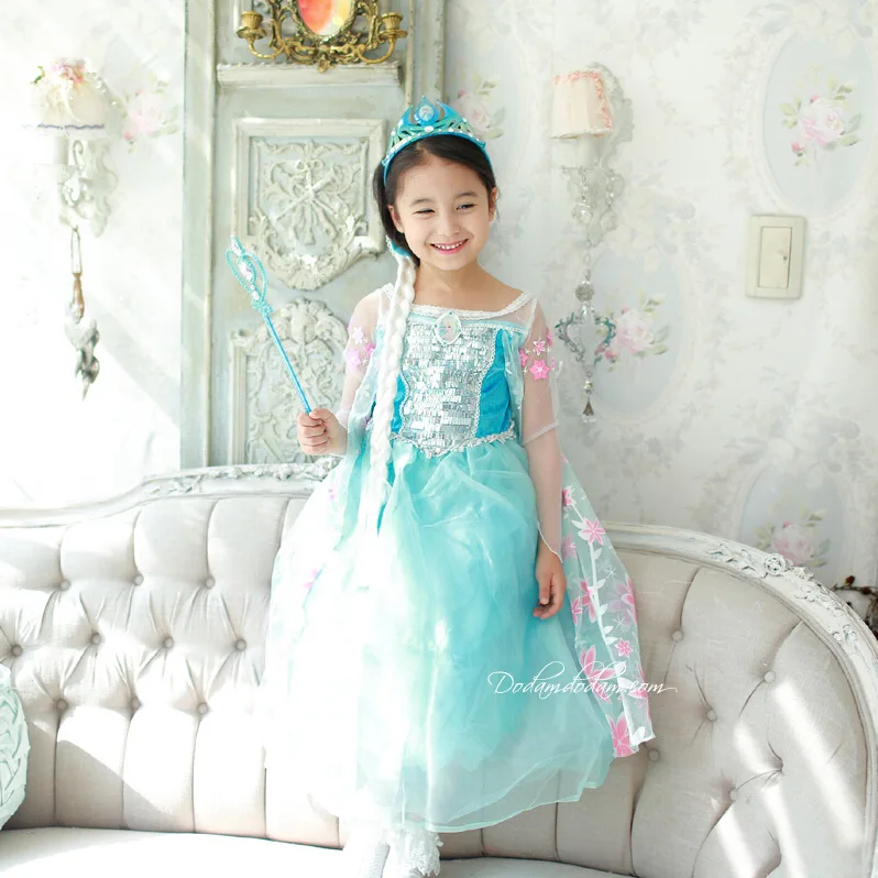 

NEW Flower Anna Elsa Girls Princess Children Summer Dress Cloth Party Vestidos Infants Dress Baby Kids Custom Dresses
