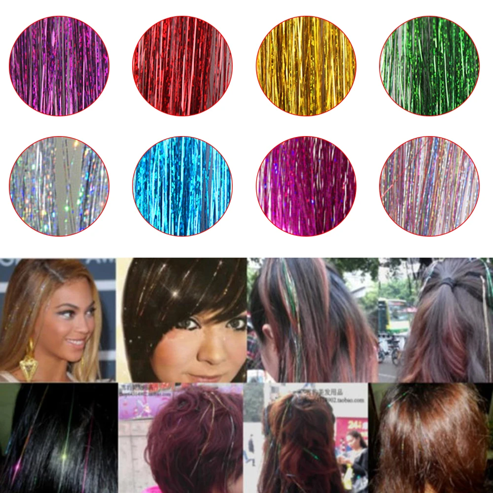 Многоцветный Ложные Блестки для волос для женщин сверкающая блестка длинные шиньоны расширение подчеркивает укладки волос вечерние интимны