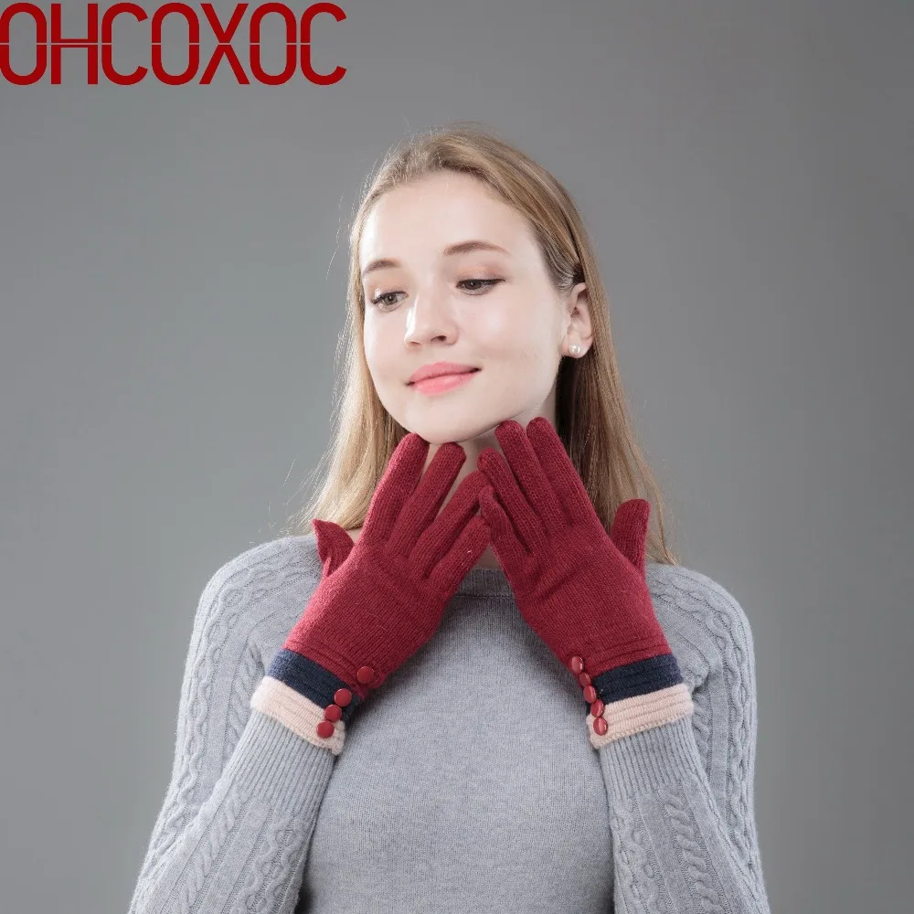new women woman fashion wool gloves beauty design solid color with