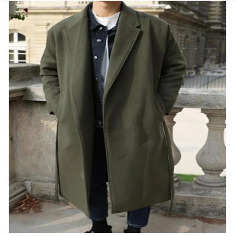 Осенне-зимний Корейский модный Тренч, Мужское пальто с заниженным плечом, Длинная ветровка, Мужское пальто, толстое теплое 1,5 кг