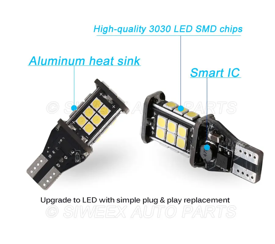 2 шт. CANBUS безошибочный W16W T15 супер яркий 6000K ксенон белый высокой мощности 3030 24 SMD светодиодный светильник s лампы 360 градусов светильник