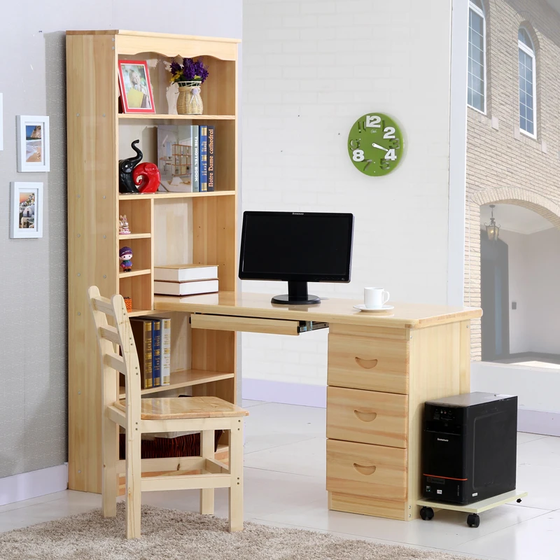 Wood home desktop computer desk bookcase combination children to learn