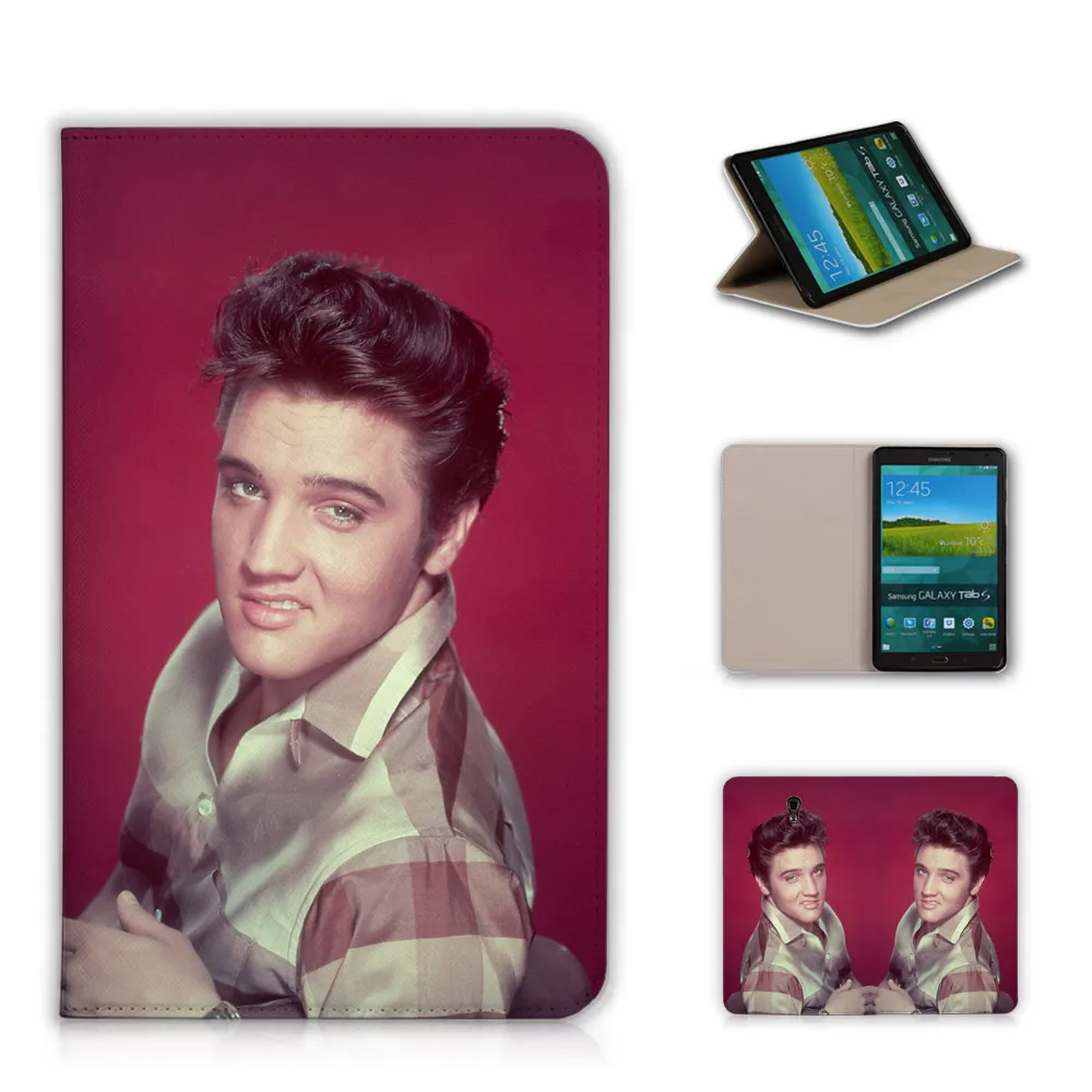 

Elvis Aron Presley Pattern - PU Leather Smart Cover + Back PC Hard Cover Case For Samsung Tab S T700  8.4INCH