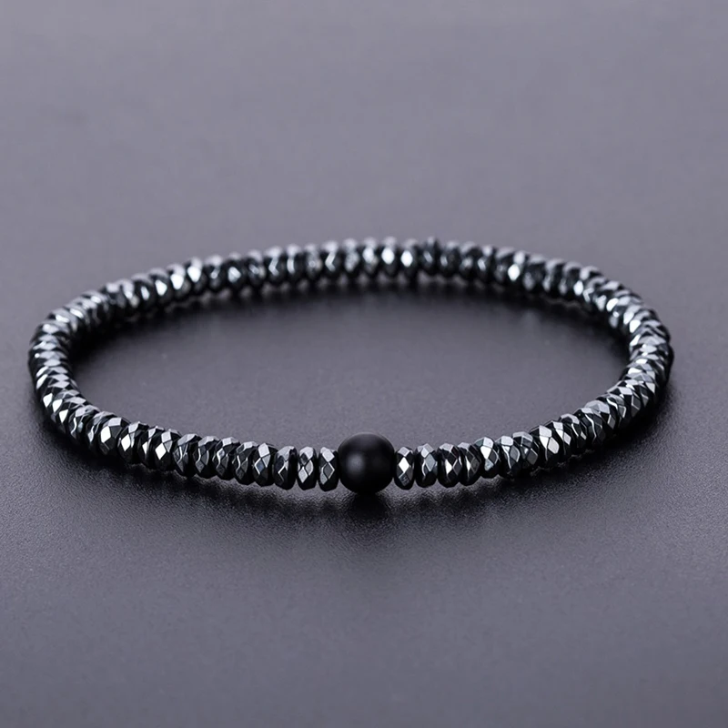 Noter 4mm Small Hematite Bracelet High Quality Black Beads Stone Braslet For Hombre Yoga Jewelry Unisex Minimalist Charm Braclet