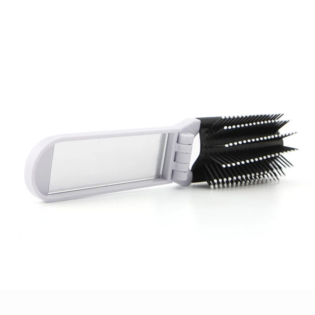 

Folding Hair Brush Anti-static With Mirror Comb For Travel Camping Handbag Hot
