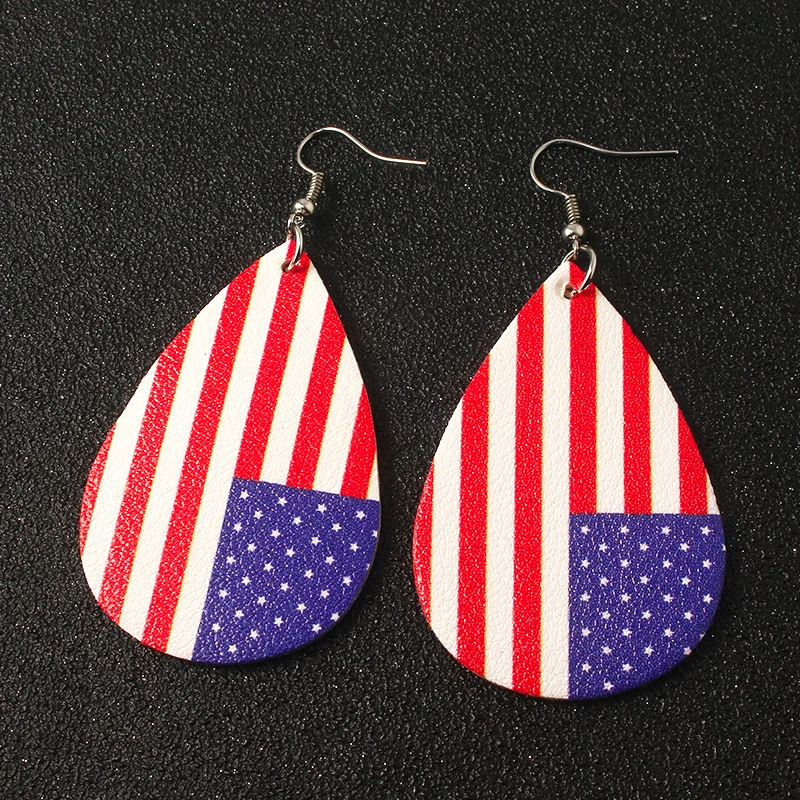 

Creativity American Flag Star Earrings For Women leather Stud Earrings Fashion Jewelry Cosplay Gifts Party Accessories