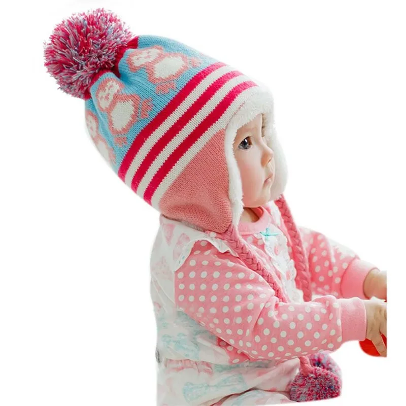 Зимняя теплая милая детская шапка в Корейском стиле с пингвином для новорожденных; Разноцветные детские зимние шапки; шапки