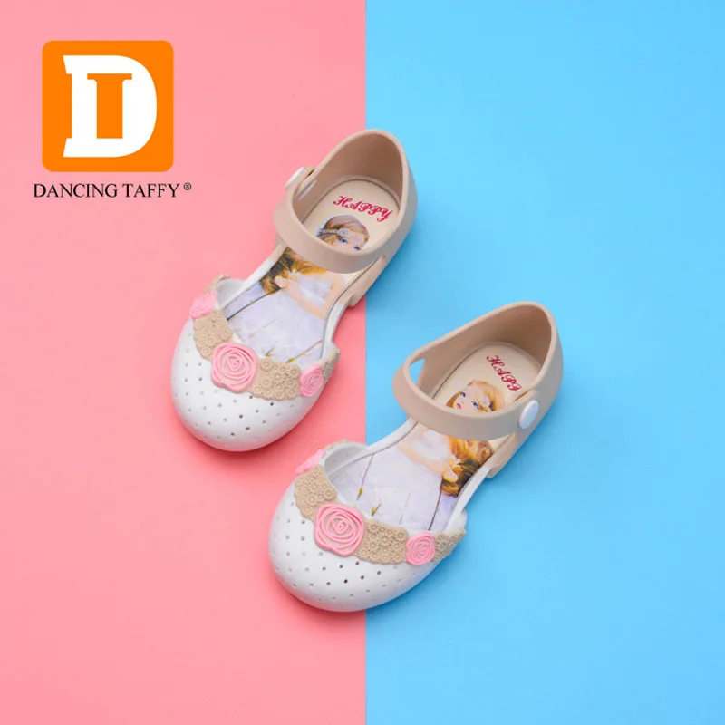 Сандали для девочек садовая обувь новые летние Желейный кристалл Детская обувь цветок Foral резиновые тапочки для девочек принцесса обувь