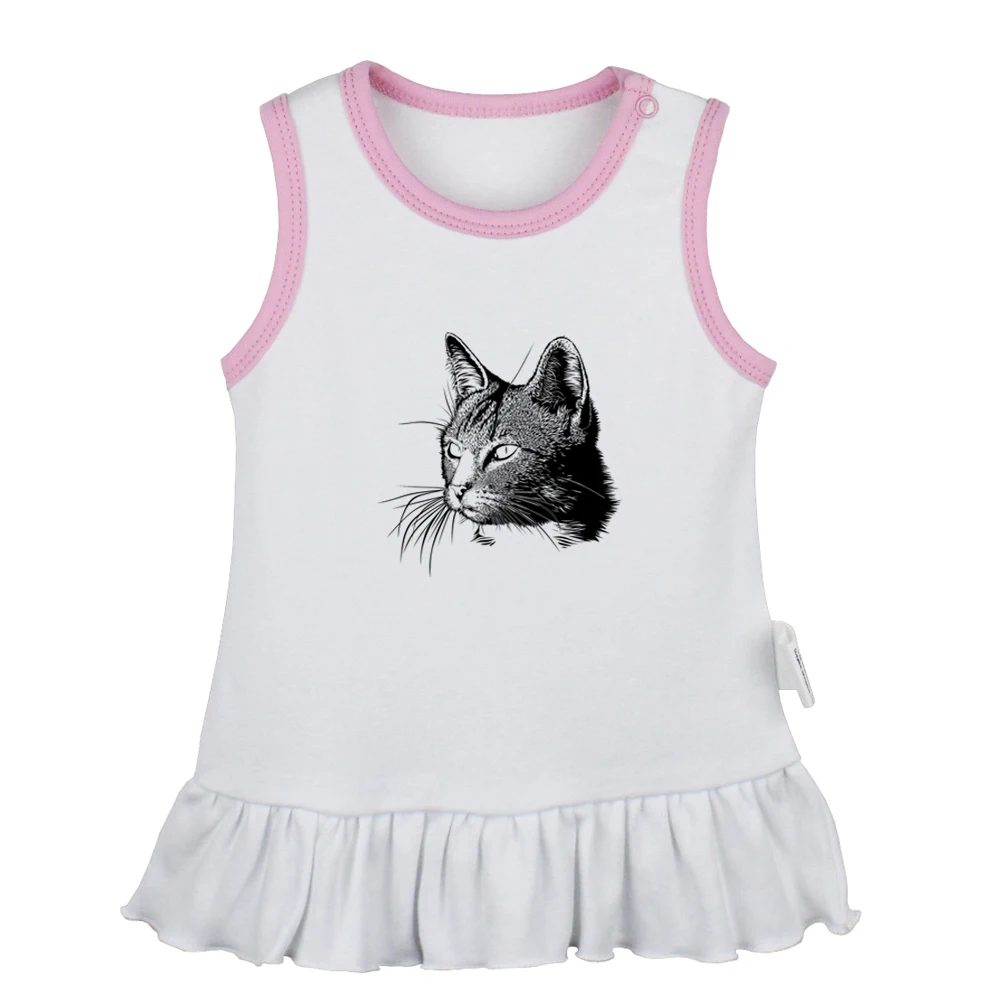 Cat Silhouette Cute Black Cats Collection Don't Touch Me Newborn Baby Girls Dresses Toddler Sleeveless Dress Infant Clothes | Мать и