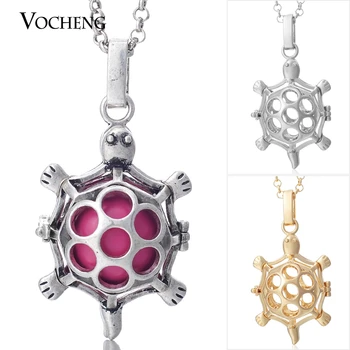 

10pcs/lot Vocheng Bola Ball Perfume Locket 3 Colors Copper Tortoise Pendant Necklace with Stainless Steel Chain VA-048*10