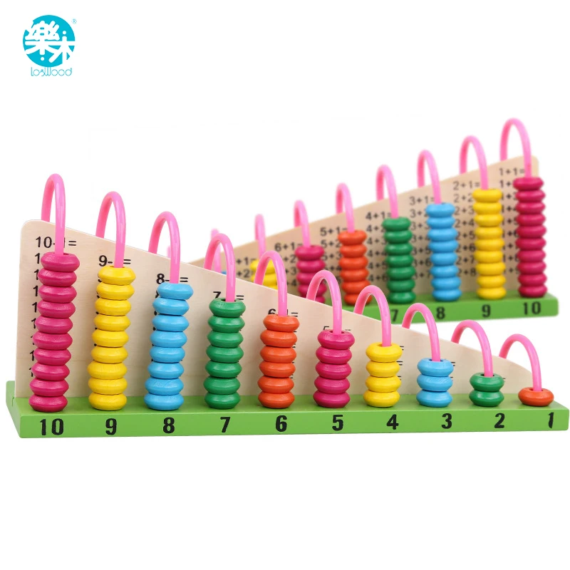 LOGOWOOD Wooden abacus font b Baby b font Math toys Rainbow Bead Classic montessori Mathematic Wooden