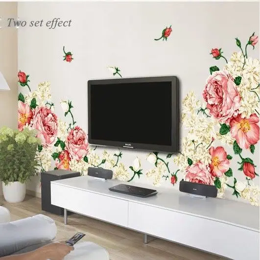 70*50CM Luxury Peony Flowers Wall Sticker Art Decor Decals Removable Vinyl UKLXL | Дом и сад