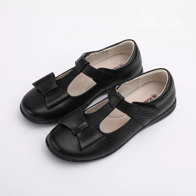 KALUPAO; Новинка; сезон весна-осень; обувь принцессы для девочек; нарядные модельные туфли для детей; модная черная кожаная школьная обувь с бантом для детей - Цвет: Черный