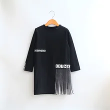 Christmas Kids Boys Letter Tassel Shirts Dresses Baby Girl Fashion Cotton Dress 2016 Girl Autumn Winter Clothing Babies clothes