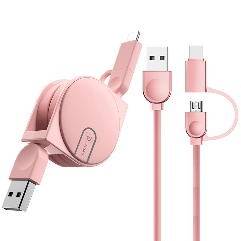 Чехол 2 в 1 Micro usb type C для samsung S8 S9 plus Oneplus 6 кабель для IPhone XS MAX X IPad 7 8 6 Выдвижной зарядный кабель