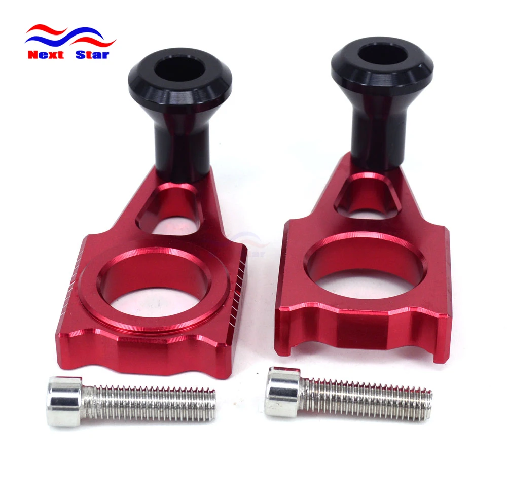 

Red CNC Rear Chain Adjuster Axle Block with Spool Slider For HONDA CR125 CR250 CR125 250 02-07 CRF 250R 450R 250X 450X