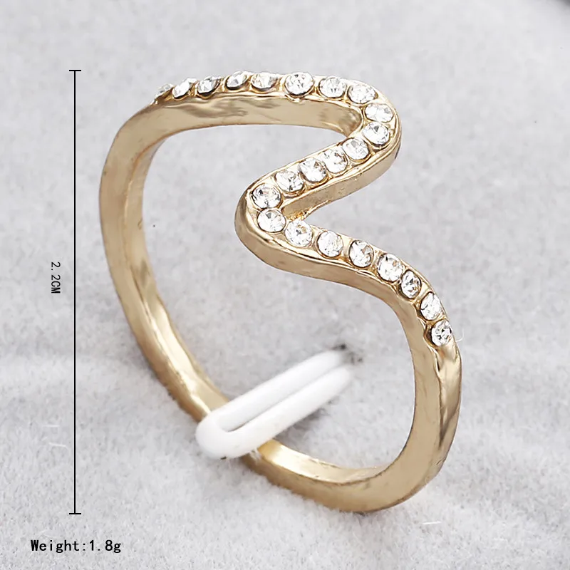 Ювелирные изделия в Корейском стиле, простые милые стразы, кольцо Bague Bijoux Femme, подарок для влюбленных, золотая волна, кольцо для помолвки, подарок для матерей