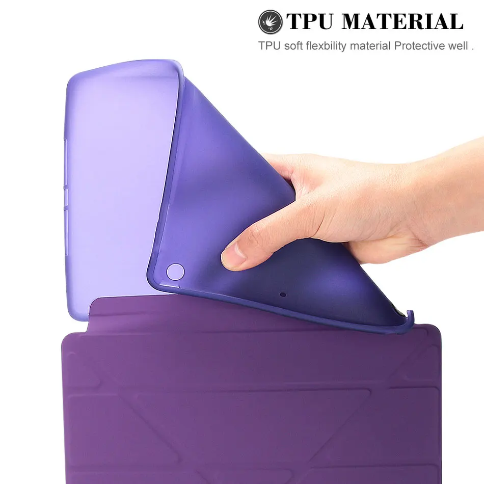 Multi-folded Tablets Case For iPad 9.7 2017 2018 TPU Soft Case PU Leather Tablet Case Protective Cover For iPad 9.7'' 2018 Case-6