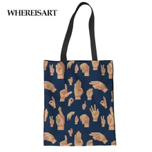 WHEREISART многоразовые сумки для продуктов с забавным рисунком, складные сумки для покупок, Холщовая Сумка, Студенческая посылка для хранения, модные сумки на плечо