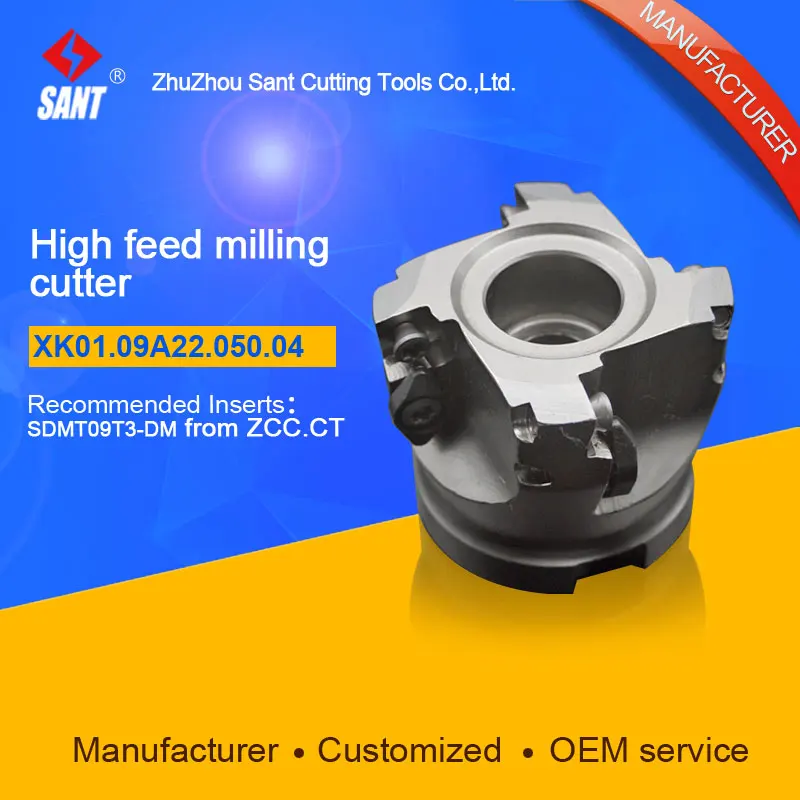 

High quality Indexable high feed milling cutter tools XK01.09A22.050.04 with 4 tooth for CNC lathe machining center