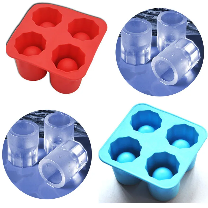 

4 Grid Ice Cup Mould Silicone Ice Cream Mold Tools Forma Do Kubkow Lodowych Bar Party Drink Freeze Maker Mold #Z