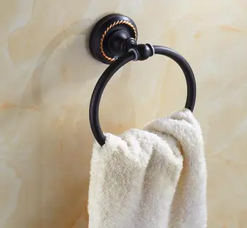 

high quality black brass towel ring bathroom accessories handdoek ring hanger brass European style