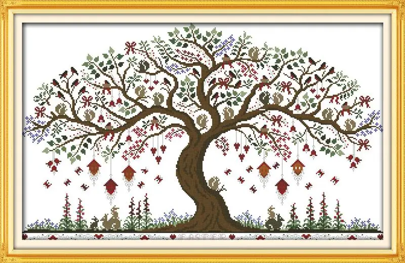 Love tree-Magpie отправляет двойное счастье! Рукоделие DMC считается Набор для вышивки