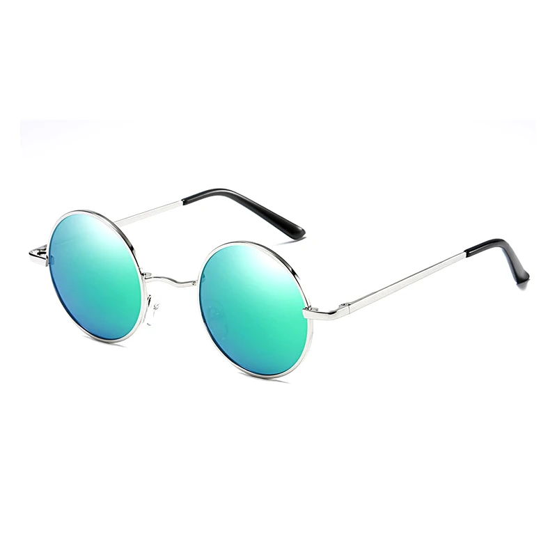 Фирменный дизайн, дизайнерские солнцезащитные очки, мужские Поляризованные Круглые Солнцезащитные очки из сплава, водительские зеркала, красочные очки с защитой от ультрафиолета для рыбалки - Цвет линз: silver-green
