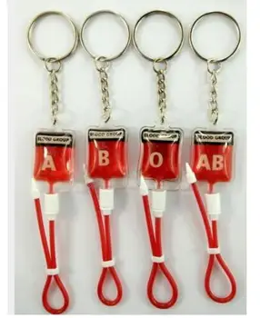 

lOT 200 pcs Popular PVC Blood Pack Key Chains Keys Camera ID Card Lanyard Gift A B AB O LOGO 3-5CM p-02